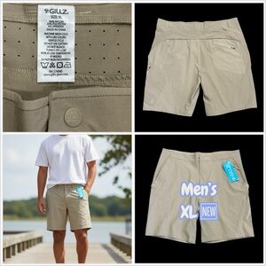 Men's Gillz XL Chino Khakis Shorts Light Khaki Golf Stretch Ripstop Lightweight
